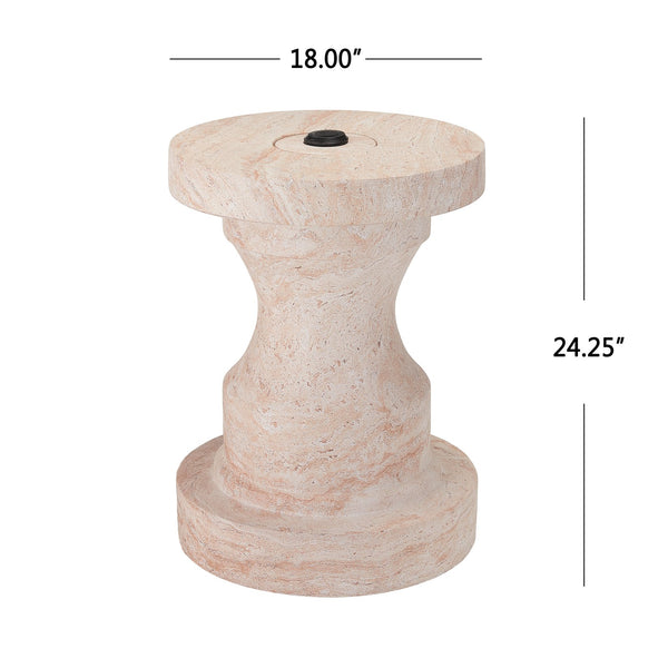 English Elm Mgo Outdoor Umbrella Side Table with Stone Travertine Finish for Patio Poolside N772P386626T