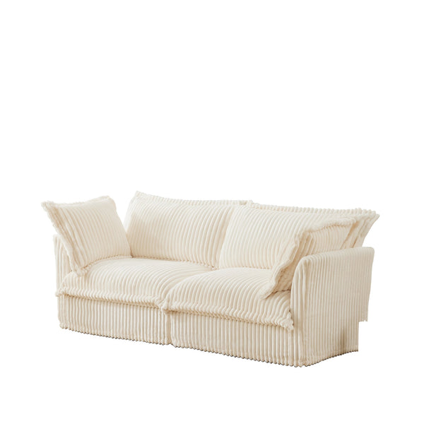 English Elm Modern Slipcovered 2-Seat Sofa In Cream Corduroy – Cozy, Stylish, And Perfect For Small Spaces! W3041S00018
