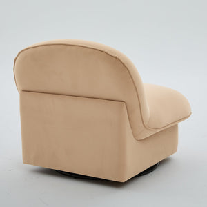 English Elm Swivel Accent Chair Plush Velvet Pumpkin Barrel Silhouette with 360 Degree Metal Base Khaki W3244P392748