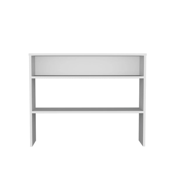English Elm White Console Table with Open Shelves Modern Minimalist Desk 39.3" Wide White Finish for Display & Storage, Compact Elegance B062P252154