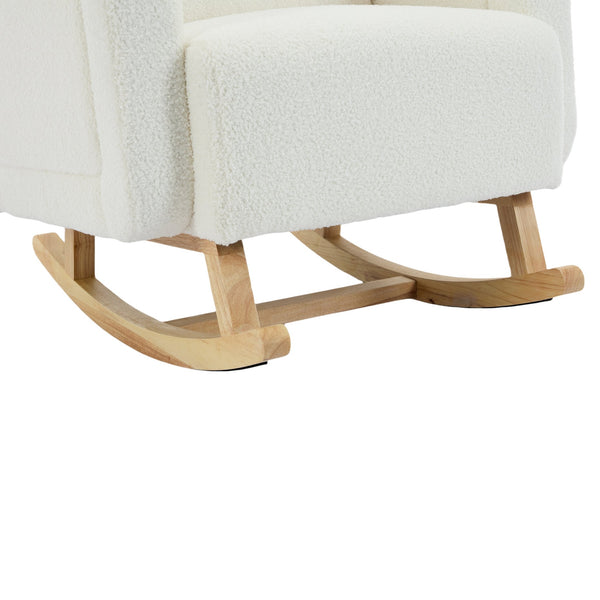 English Elm Christopher Knight Home® - Accent Rocking Chair In Cream Teddy Velvet - Ergonomic Design, Gentle Rocking, Ultimate Comfort! N765P263907W