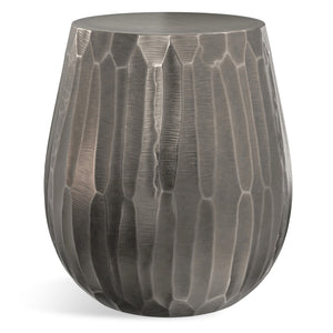 English Elm Nellie Cast Aluminum Side Table in Graphite Finish — Handcrafted Convex Drum Design, 22" x 22" x 22.5" B136P239044