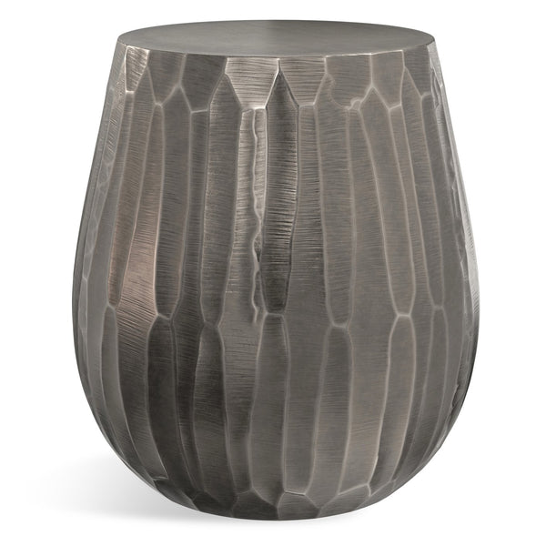 English Elm Nellie Cast Aluminum Side Table in Graphite Finish — Handcrafted Convex Drum Design, 22" x 22" x 22.5" B136P239044