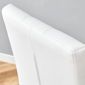 English Elm 4 White+Gold Dining Chairs Set – Quilted PU Seats, Studded Grid Back, Gold Metal Legs, Elegant 4-Pack W1512P410623