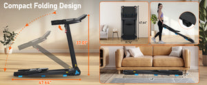 English Elm Treadmill Foldable Home Gym with 3hp Motor Incline Cushioned Belt and Bluetooth Speaker N728P337620B