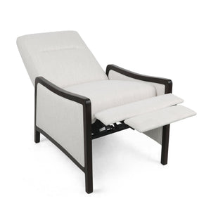 English Elm Christopher Knight Home® - Fabric Recliner Chair Mid-Century Push-Back Upholstered Armchair with Thick Cushion and Birch Frame Beige 70449.00BGE