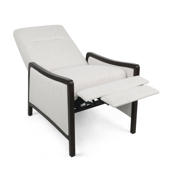 English Elm Christopher Knight Home® - Fabric Recliner Chair Mid-Century Push-Back Upholstered Armchair with Thick Cushion and Birch Frame Beige 70449.00BGE