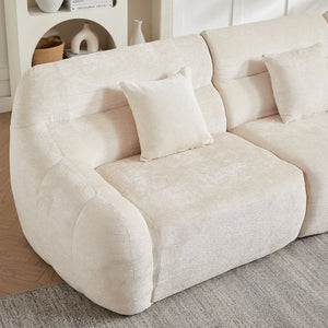English Elm [video]123.2 Inch Chenille Modular Sectional Sofa Four Seat Cloud Cushion Living Room Beige W3505S00060
