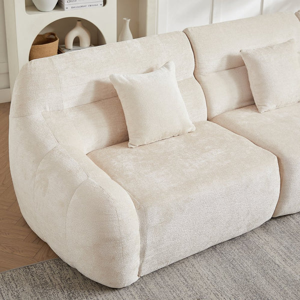 English Elm [video]123.2 Inch Chenille Modular Sectional Sofa Four Seat Cloud Cushion Living Room Beige W3505S00060