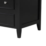 English Elm 30" Bathroom Vanity With Sink, Bathroom Vanity Cabinet With Three Drawers and Door, Solid Wood and Mdf, Black