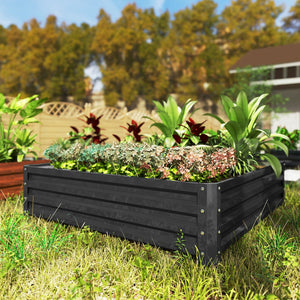 English Elm Outsunny Galvanized Steel Square Raised Garden Bed for Vegetables Herbs and Flowers W2225P485553