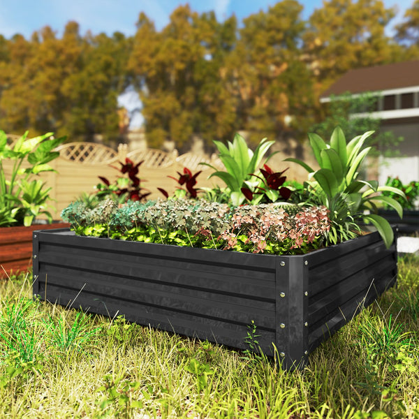 English Elm Outsunny Galvanized Steel Square Raised Garden Bed for Vegetables Herbs and Flowers W2225P485553