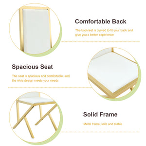 English Elm 2-pack Black Pu Leather Dining Chairs with Angled Silver Metal Legs Modern Set White+Gold W1151P301829