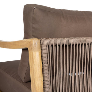 English Elm Outdoor Acacia Wood Club Chair Rope Woven Back Teak Finish Patio Seating N768P383070B