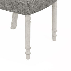 English Elm Taranto Round Pedestal Dining Set Seats Four with Distressed Wood and Linen Chairs B2749S00307