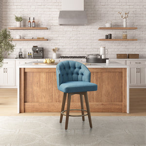 Madison Park Onyx Transitional Upholstered 360 Degree Swivel Counter Stool 26" H MP104-1197 Blue