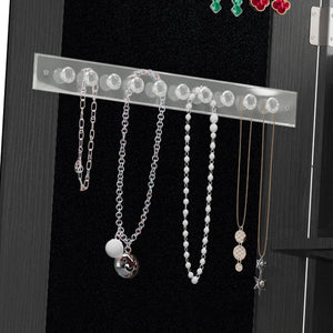 English Elm 360°swivel Jewelry Armoire with Lighted Interior Full Length Mirror Lockable White Black W3406P411299