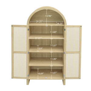 English Elm 70.28" Tall Arched Kitchen Pantry - Elegant Rattan Storage Cabinet With Adjustable Shelves & Safety Features W688P204451