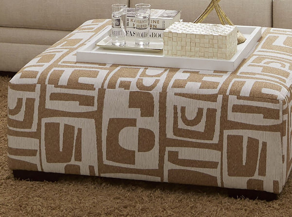 English Elm Modern Square Ottoman with Wooden Legs 42"x42" Plush Top Transitional Accent Seating for Home Decor Ivory,Tan 43 L x 43 W x 16 H B2741P355180