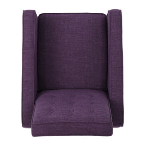 English Elm Christopher Knight Home® - Fabric Recliner Chair Mid-Century Modern Pushback Single Sofa with Tufted Cushion, Birch Legs, Cozy Comfort Purple 60741.00MPUR