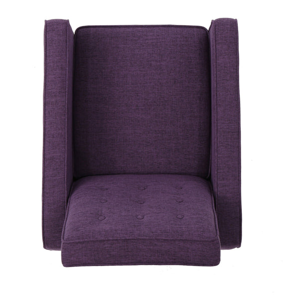 English Elm Christopher Knight Home® - Fabric Recliner Chair Mid-Century Modern Pushback Single Sofa with Tufted Cushion, Birch Legs, Cozy Comfort Purple 60741.00MPUR