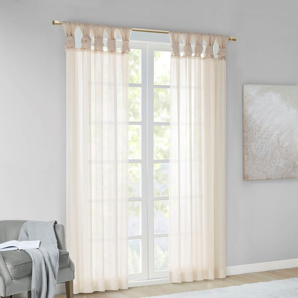 English Elm Twisted Tab Voile Sheer Window Panels Pair - Light Filtering, Oeko-Tex, Machine Washable Elegance B03598294-GIGA