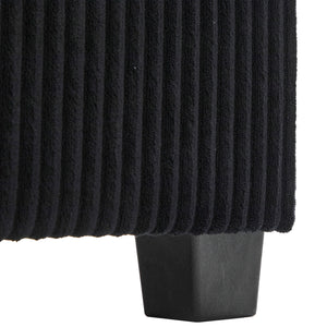 English Elm UNITED Corduroy L-Shaped Sectional Sofa with Storage Ottoman, USB Ports, Cup Holders & LED Lighting Black W1568P332409