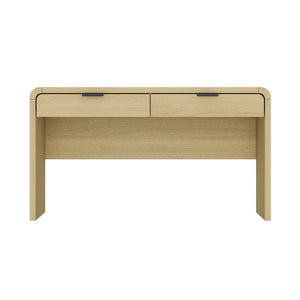 English Elm Grace 54" Office Desk Natural Oak with 2 Drawers, Rounded Corners, Slim Minimal Silhouette, TV-Ready B365P397846