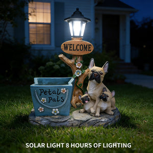 English Elm Labrador Solar Garden Statue with Led Glow and Built-in Succulent Planter Basin W5398P464246