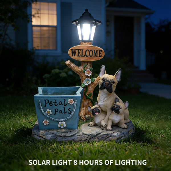 English Elm Labrador Solar Garden Statue with Led Glow and Built-in Succulent Planter Basin W5398P464246