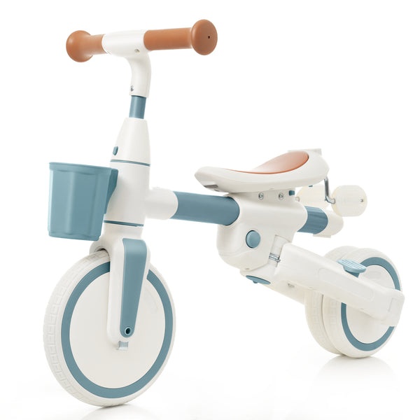 English Elm 7 in 1 Convertible Toddler Tricycle Aluminum Frame Push Trike with Rotating Seat Canopy Blue N726P300636C
