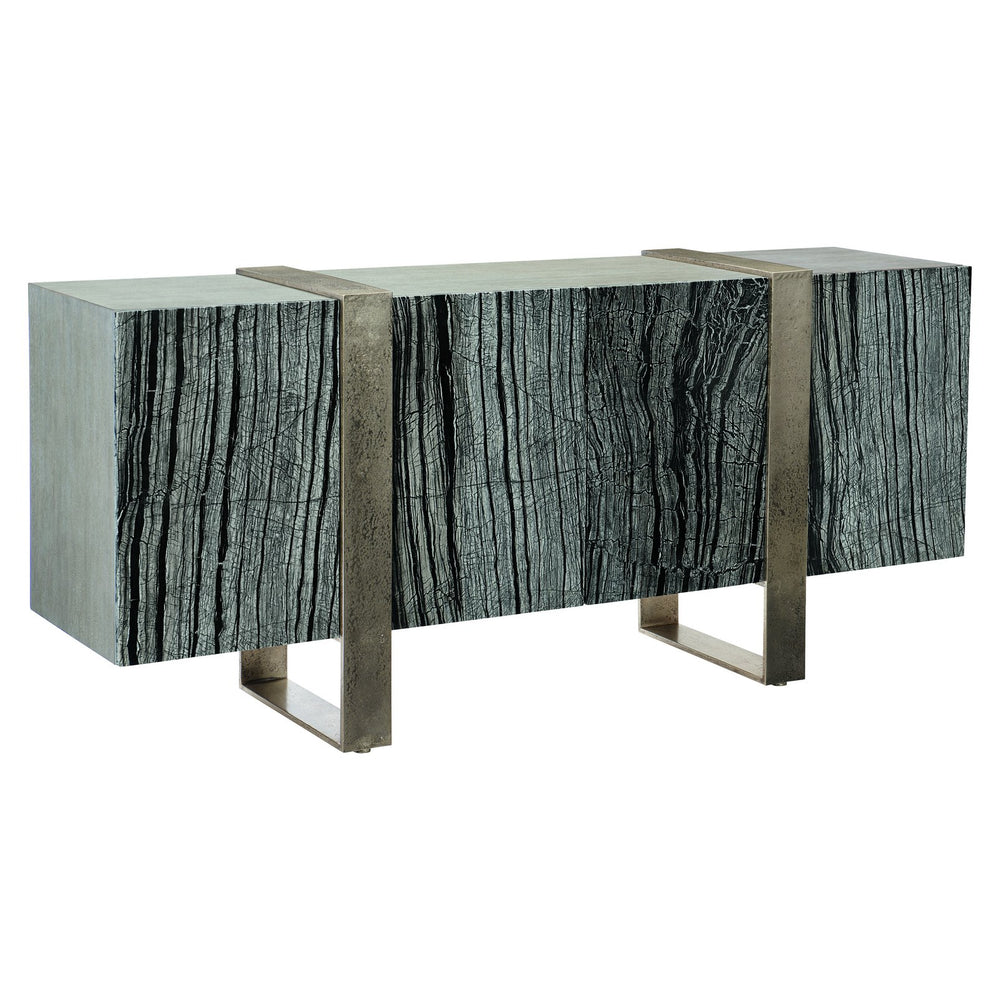 Bernhardt Bernhardt Linea Entertainment Console With Black Forest Marble, Cerused Greige Wood & Textured Aluminum 384875G