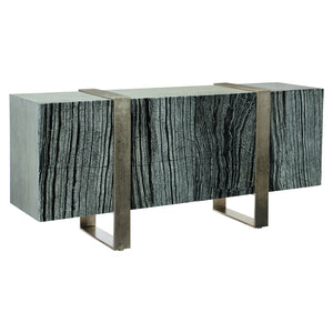 Bernhardt Bernhardt Linea Entertainment Console With Black Forest Marble, Cerused Greige Wood & Textured Aluminum 384875G