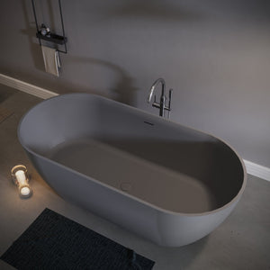 English Elm 63" Freestanding Stone Resin Soaking Tub Glossy Ergonomic Basin for Spa Bathrooms T5287P418031