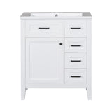 English Elm 30" Bathroom Vanity With Sink Combo, White Bathroom Cabinet With Drawers, Solid Frame and Mdf Board (Old Sku:N725S999222K)