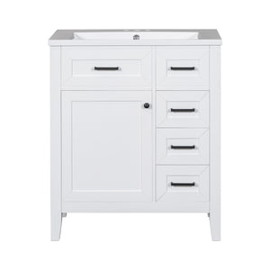 English Elm 30" Modern Bathroom Vanity With Sink Combo - Stylish White Cabinet, Ample Storage & Durable Design N725S999222K-6
