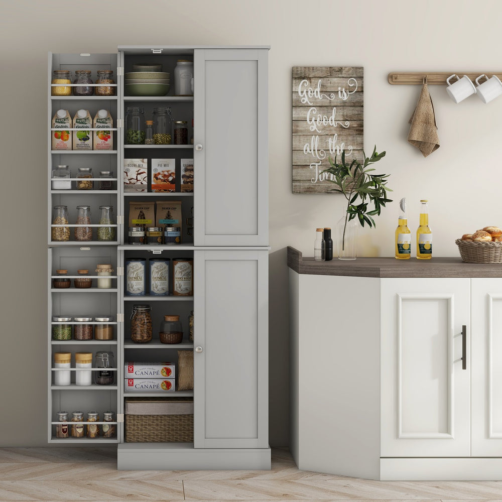 English Elm Homcom 65" Modern Kitchen Pantry Cabinet - Stylish Freestanding Storage With Adjustable Shelves & Doors W2225P229292