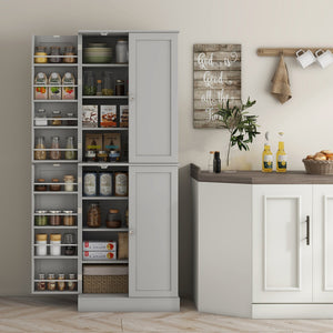 English Elm Homcom 65" Modern Kitchen Pantry Cabinet - Stylish Freestanding Storage With Adjustable Shelves & Doors W2225P229292