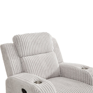 English Elm Recliner Chair Corduroy Upholstered with Bluetooth Speaker and Usb Charging for Living Room Grey W3900P386027