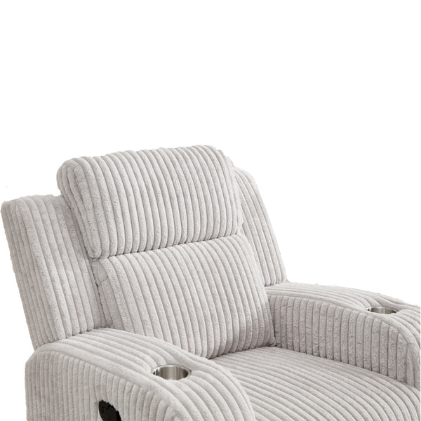 English Elm Recliner Chair Corduroy Upholstered with Bluetooth Speaker and Usb Charging for Living Room Grey W3900P386027