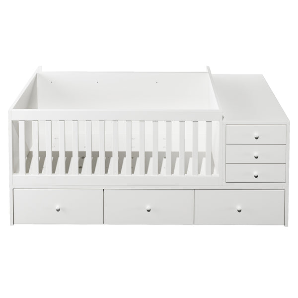 English Elm Convertible Crib Daybed with Changing Table Six Drawers Pine Wood Nursery Frame FF00001AAW