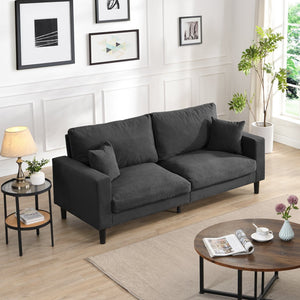 English Elm 74" High Resilience three seater Sofa with Corduroy Upholstery, Plush High-Density Cushion, Sturdy Wooden Frame, Stylish Apartment Seating Dark Gray 35.83 L x 31.9 W x 12.6 H W2297P264467