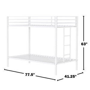English Elm Metal Twin Over Full Bunk Bed Steel Frame with Guardrails for Kids or Guest Rooms B016P469269