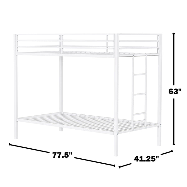 English Elm Metal Twin Over Full Bunk Bed Steel Frame with Guardrails for Kids or Guest Rooms B016P469269