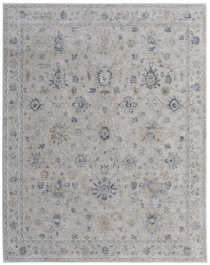 Feizy Rugs Pasha Collection Vibrant Floral Low Pile Rug – Stain-resistant, Soft, And Perfect For High-traffic Areas Ivory,Taupe,Blue Polyester Pas39m7fbgeblug01