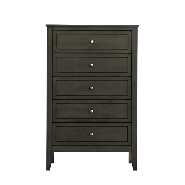 English Elm Daniel Assembled 5-Drawer Chest with English Dovetail Drawers, Metal Hardware & Solid Wood Frame Gray 51 L x 34 W x 18 H B078P400742