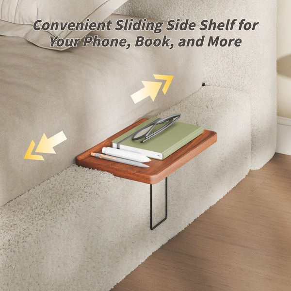 English Elm Airframe King Upholstered Bed Chenille Cloud Cushion Sliding Shelf Low Profile W1820P465973