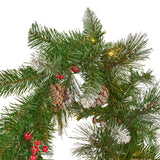 Christopher Knight Home® - Noble House - - 2-Packed 9'X10'' Glitter Bristle Mixed Garland With 15 Red Berry And 15 Pine Cones And With 50 Warm White Led Lights With Timer-Battery Operated-Outdoor,180 Tips