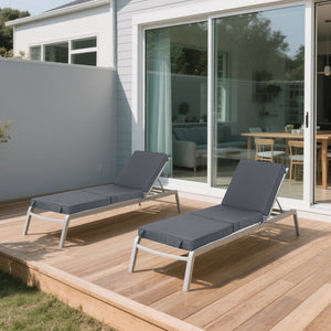 English Elm Outdoor Chaise Lounge Replacement Cushions Tri Fold Memory Foam Water Resistant Patio Set Gray W419P460571