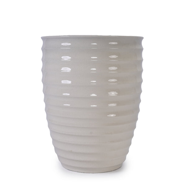 English Elm Ceramic Modern Planter - Elegant Milk White Flowerpot For Indoor & Outdoor Gardens, 21.46Cm W3273P326362